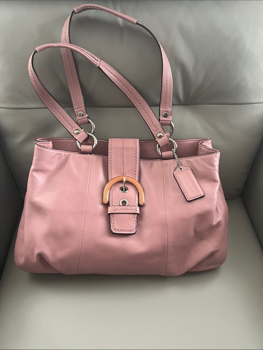 Coach Soho East West Blush Pink Tote with Buckle Accent F18751